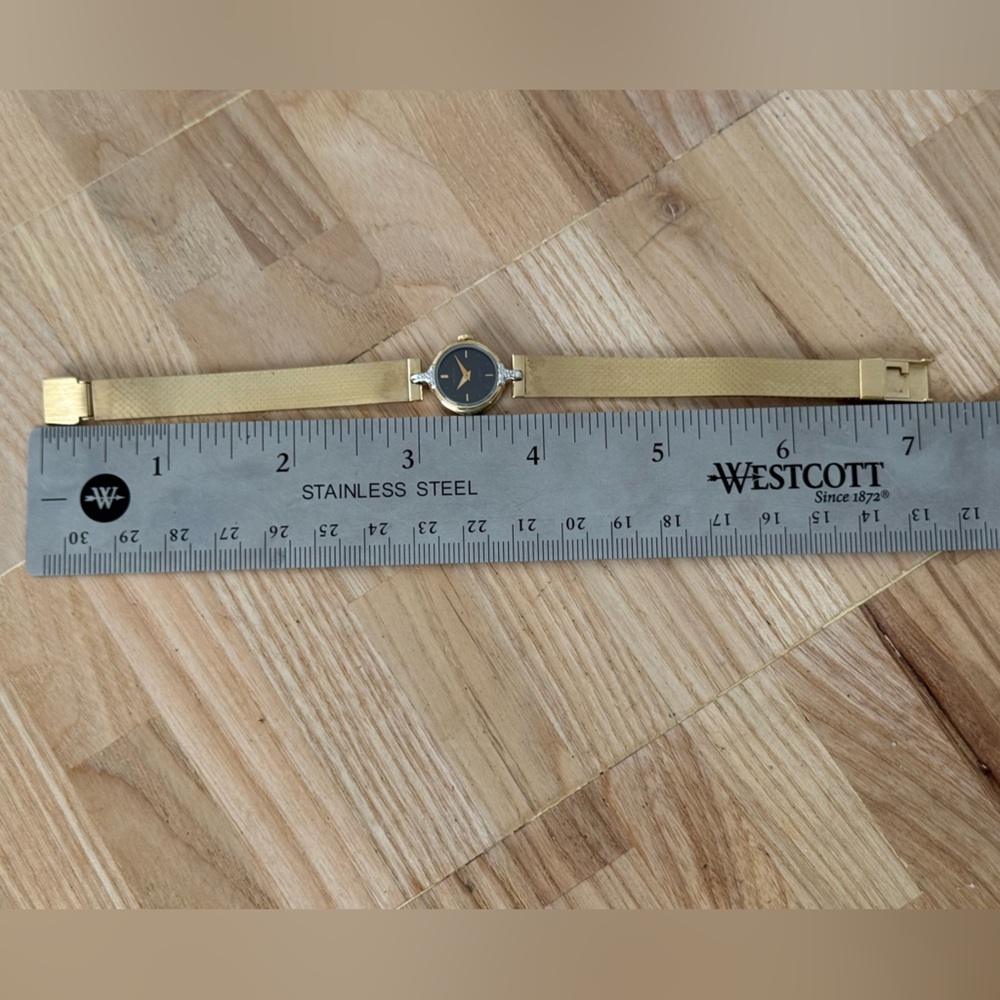 Lassale Rare Diamond Vintage Ladies Watch Gold Plated Bracelet Case Black Dial - Picture 15 of 16